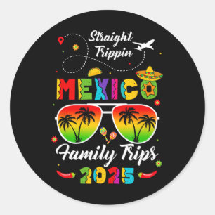 Mexiko Familienurlaub Cancun 2025 Straight Trippi Runder Aufkleber