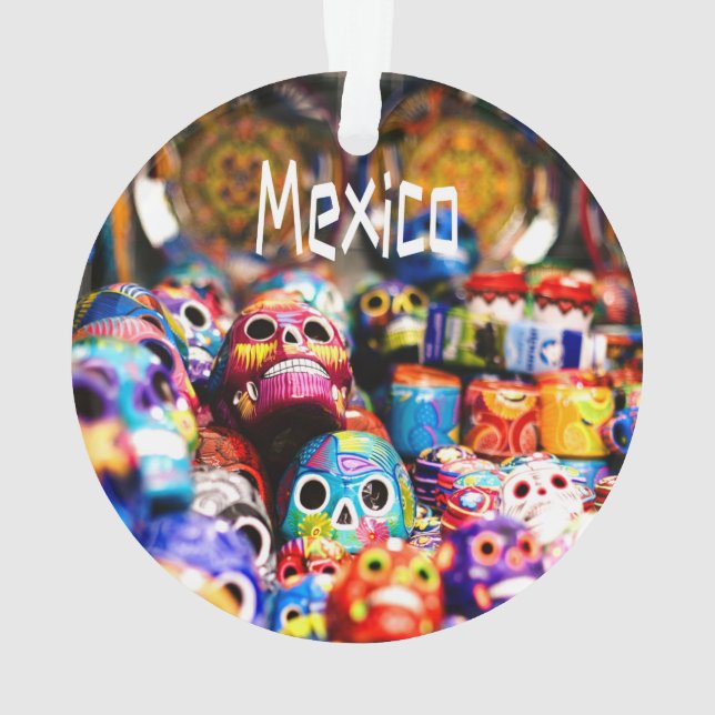 Mexiko Farbige, helle Schädel Ornament (Rückseite)
