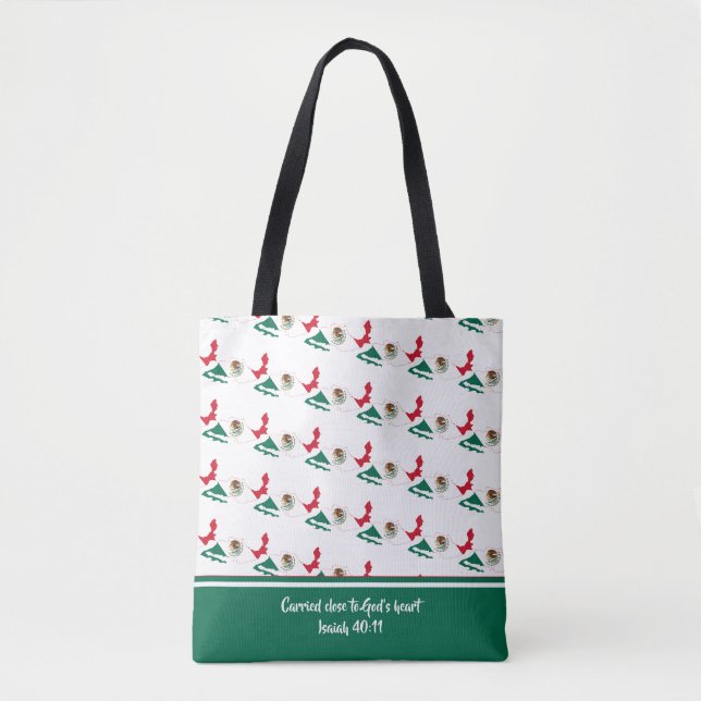 MEXIKO-Flag Christliche Schrift GRÜNE Tasche (Vorderseite)