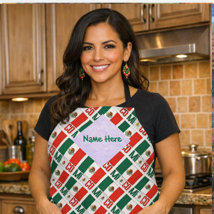 Mexiko Flag Tiled Green Personalisiert Schürze