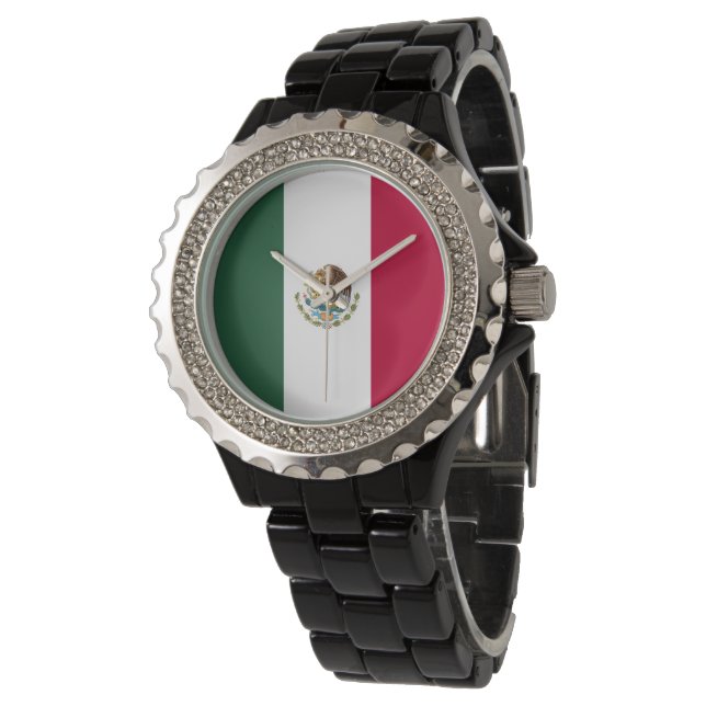 Mexiko-Flagge Armbanduhr (Schrägansicht)