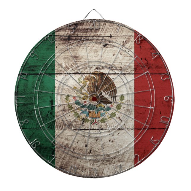 Mexiko-Flagge auf altem hölzernem Korn Dartscheibe (vorne)