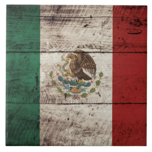 Mexiko-Flagge auf altem hölzernem Korn Fliese