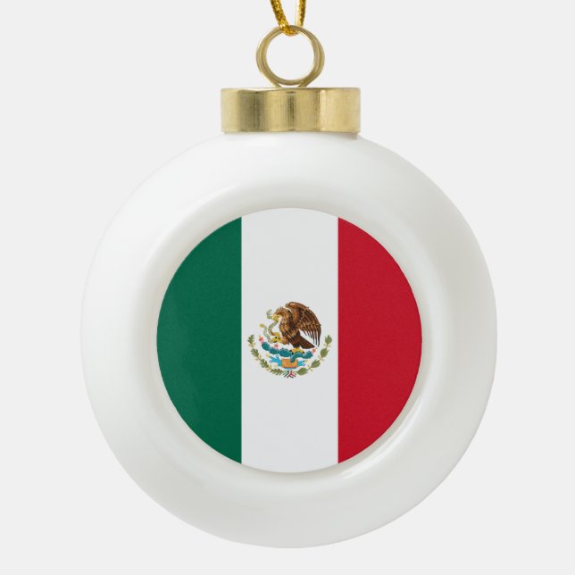 Mexiko-Flagge, Bandera de Mexikos Keramik Kugel-Ornament (Vorderseite)