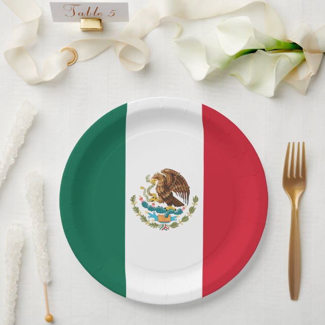 Mexiko-Flagge, Bandera de Mexikos Pappteller (Hochzeit)