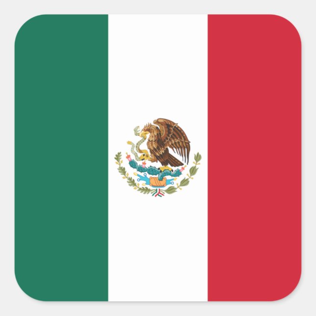 Mexiko-Flagge, Bandera de Mexikos Quadratischer Aufkleber (Vorderseite)