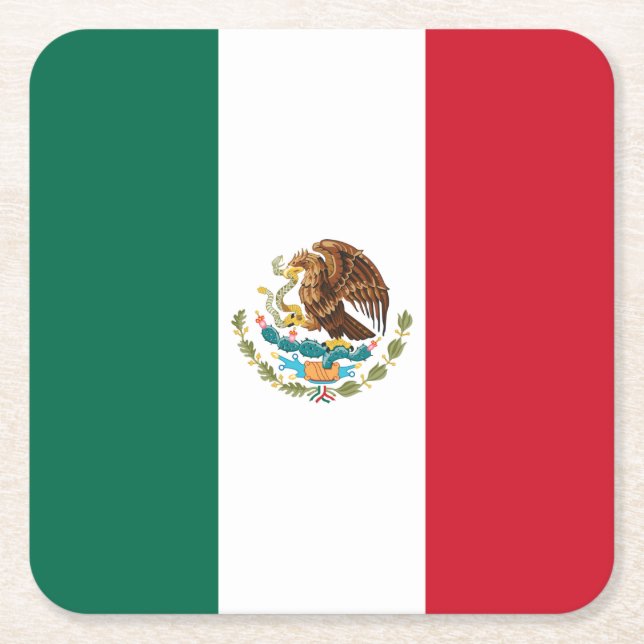 Mexiko-Flagge, Bandera de Mexikos Rechteckiger Pappuntersetzer (Vorderseite)