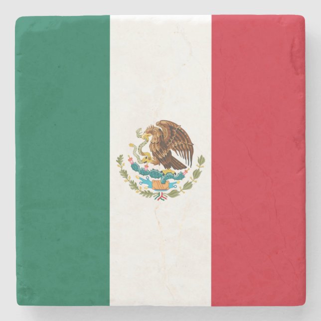 Mexiko-Flagge, Bandera de Mexikos Steinuntersetzer (Vorderseite)
