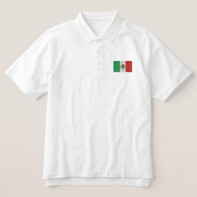 Mexiko-Flagge bestickt männliches PoloShirt (Design Vorderseite)
