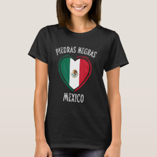 Mexiko-Flagge Herz Piedras Negras Stadt T-Shirt