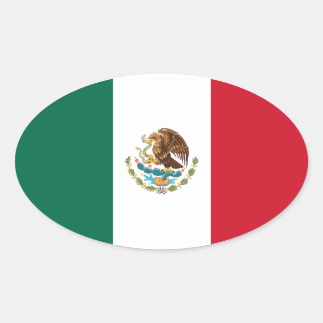 Mexiko-Flagge Ovaler Aufkleber (Vorderseite)