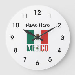 Mexiko-Flagge Personalisiert Große Wanduhr