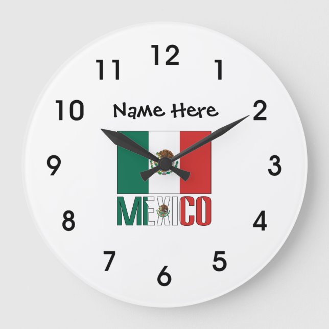 Mexiko-Flagge Personalisiert Große Wanduhr (Vorderseite)