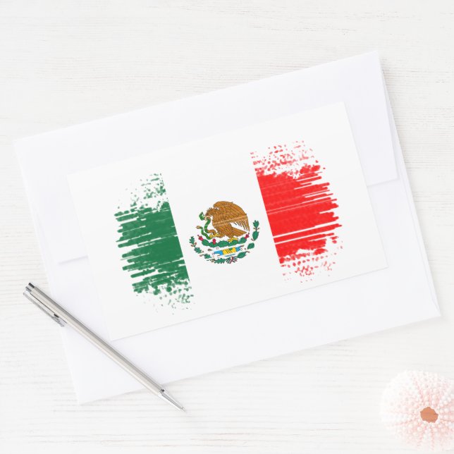 Mexiko-Flagge Rechteckiger Aufkleber (Umschlag)