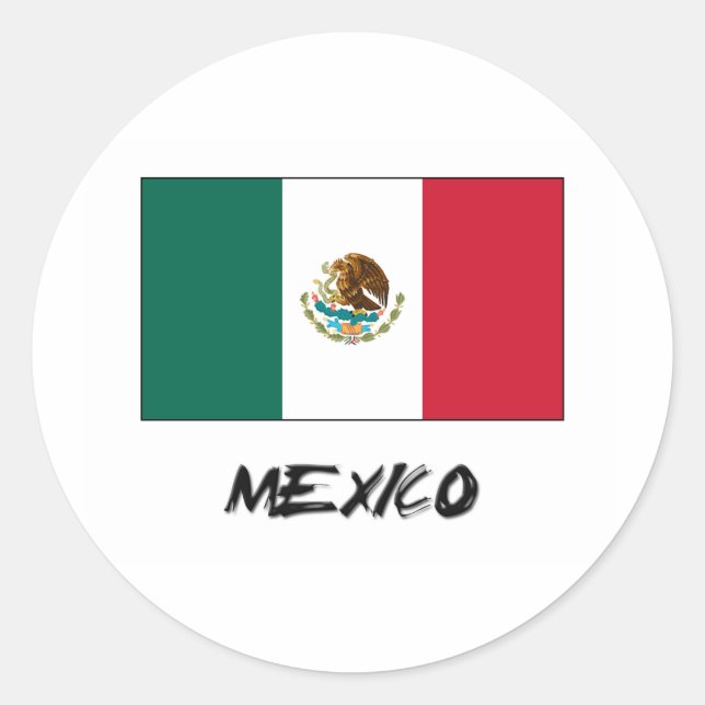 Mexiko-Flagge Runder Aufkleber (Vorderseite)
