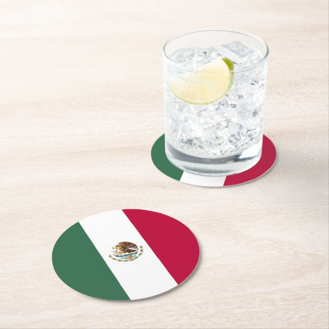 Mexiko-Flagge Runder Pappuntersetzer (Vor Ort)