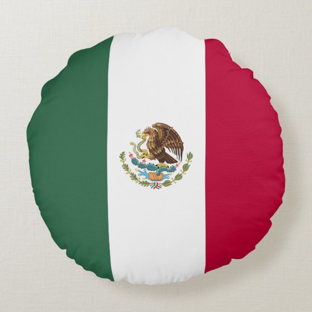 Mexiko-Flagge Rundes Kissen (Rückseite)