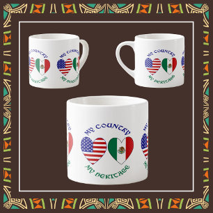 Mexiko-Flagge USA-Flagge Mein Land Mein Erbe  Espressotasse