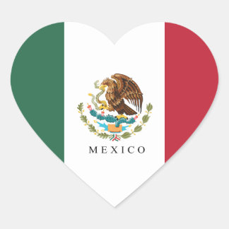 Mexiko-Flagge-Wappen-Typografie-Grafik Herz-Aufkleber