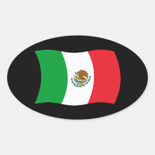 Mexiko-Flaggen-Aufkleber Ovaler Aufkleber