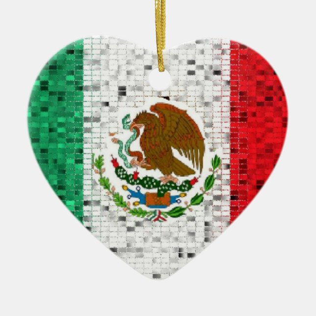 Mexiko-Flaggen-Glitterverzierung Keramikornament (Vorne)