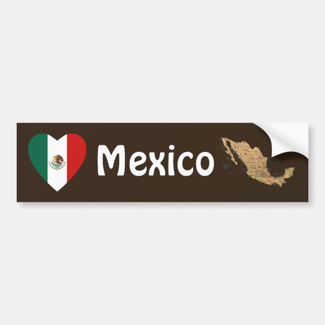 Mexiko-Flaggen-Herz + Karten-Autoaufkleber Autoaufkleber (Vorne)