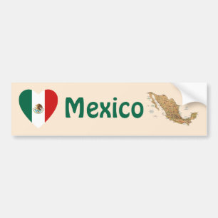 Mexiko-Flaggen-Herz + Karten-Autoaufkleber Autoaufkleber