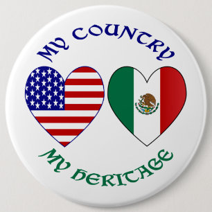 Mexiko Flaggen USA Flagge Mein Land mein Erbe Button