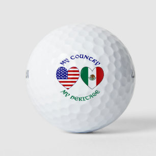 Mexiko Flaggen USA Flaggen Mein Land mein Erbe Kin Golfball