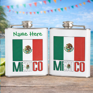 Mexiko-Flaggengrün Personalisiert Flachmann
