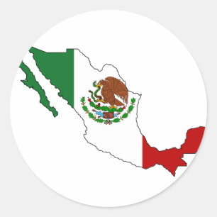 Mexiko-Flaggenkarte Runder Aufkleber