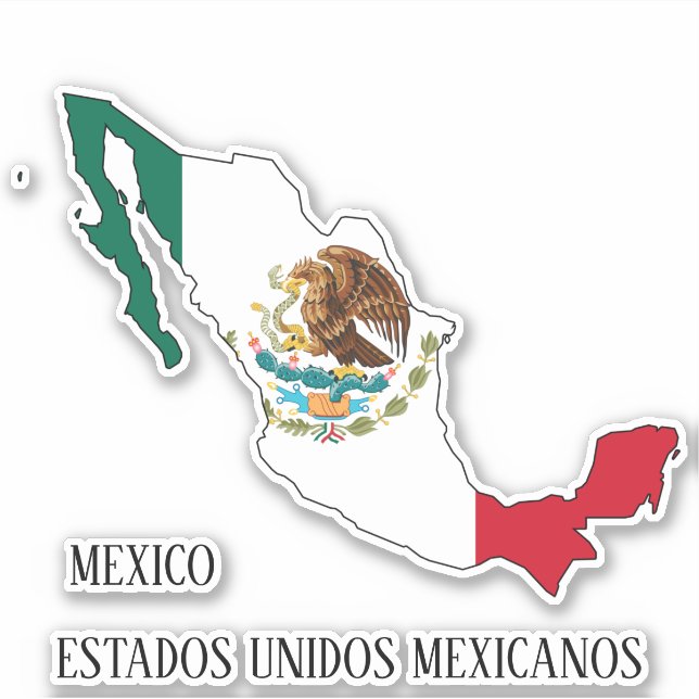 Mexiko Flaggenstaat Landkarte Patriotisch Aufkleber (Vorderseite)