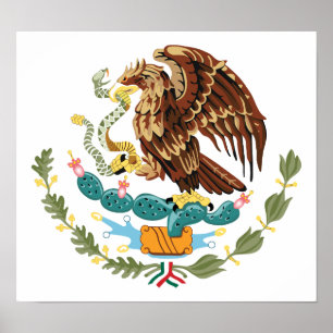 Mexiko Flaggenüberzug von Waffenplakaten Poster