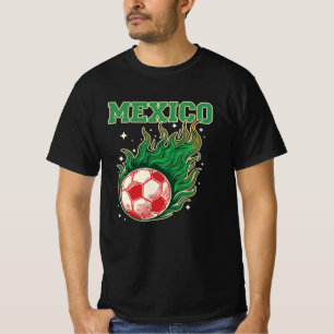 Mexiko Fußball Flammender Ball Retro Fußball Fan A T-Shirt