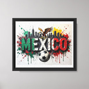 Mexiko Fußball Stadtlandschaft Ölmalerei Stil Kuns Leinwanddruck