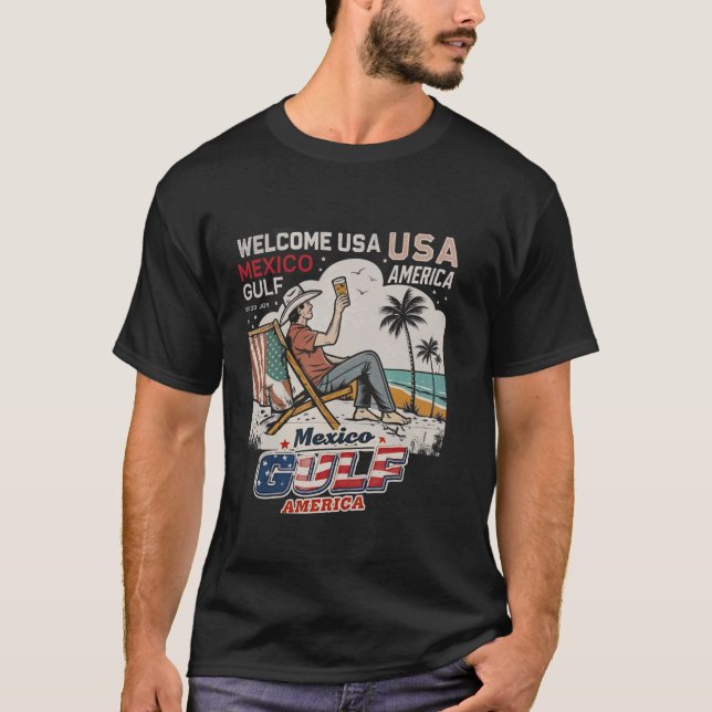 Mexiko Golf Amerika USA Amerikanische Flagge Ameri T-Shirt (Vorderseite)