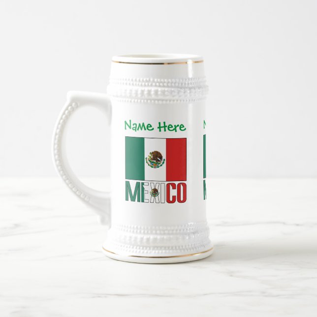 Mexiko - grüne Persönlichkeit der Flagge Bierglas (Links)