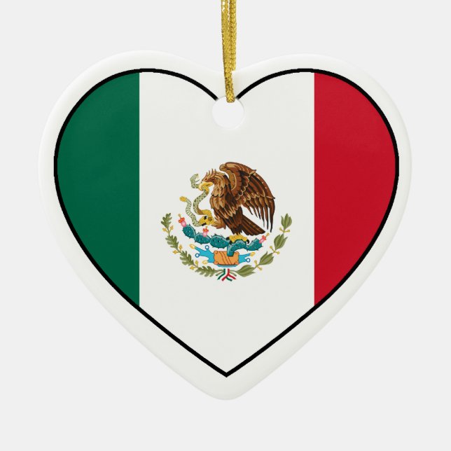 Mexiko-Herz-Verzierung für Weihnachtsbaum Keramikornament (Vorne)