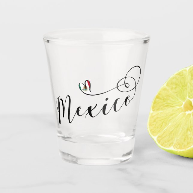 Mexiko Herzenflagge, Mexikanos Schnapsglas (Vorderseite)