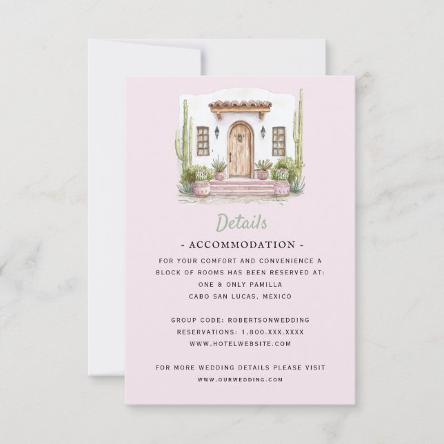 Mexiko-Hochzeit in Urlaubsort | Details RSVP Karte (Vorderseite)