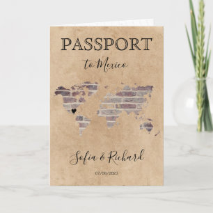 Mexiko Hochzeitsziel Reisepass Weltkarte Einladung