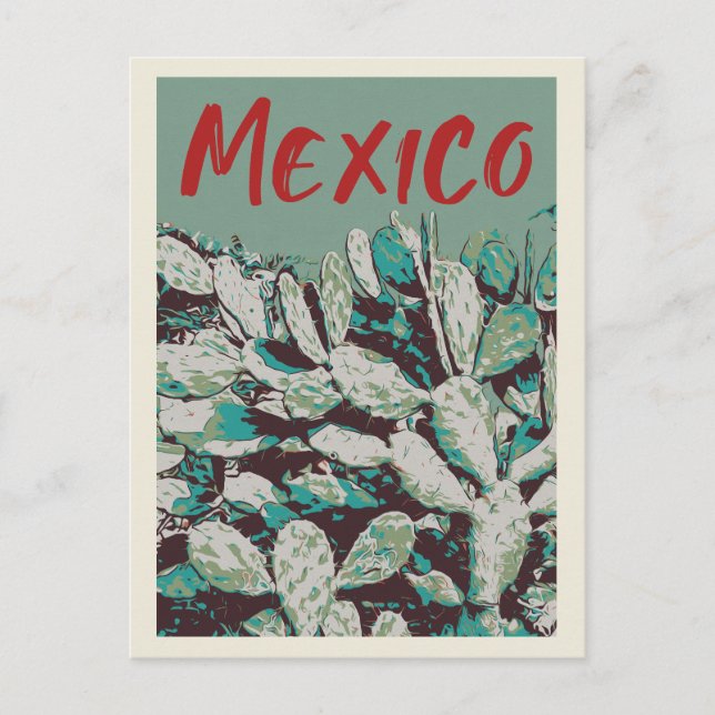 Mexiko, ikonische Opuntia Kaktus Postkarte (Vorderseite)