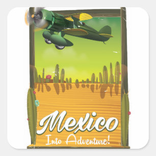 Mexiko ins Abenteuer! Quadratischer Aufkleber