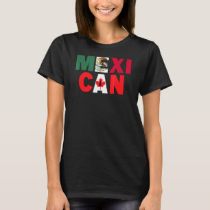 Mexiko Kanada Flag Thema für halb kanadische Mexik T-Shirt