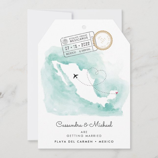 Mexiko-Karte | Hochzeit in Urlaubsort Playa del Ca (Vorderseite)