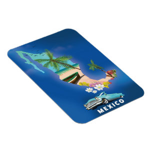 Mexiko-Karte Illustration Reiseposter. Magnet