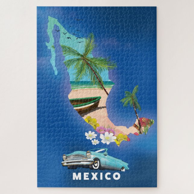 Mexiko-Karten-Illustration Reiseplakat. (Vertikal)