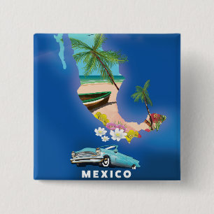 Mexiko-Karten-Illustration Reiseplakat. Button