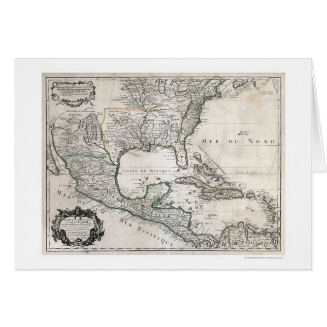 Mexiko Kuba Florida u. Amerika-Karte 1703 (Vorderseite (Horizontal))