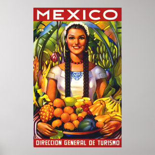 Mexiko, lächelnde Frau mit tropischen Früchten, vi Poster